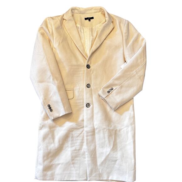 JEFF Button Overcoat XL Cream White Trench Peacoat Academia Career Prep - Picture 1 of 6
